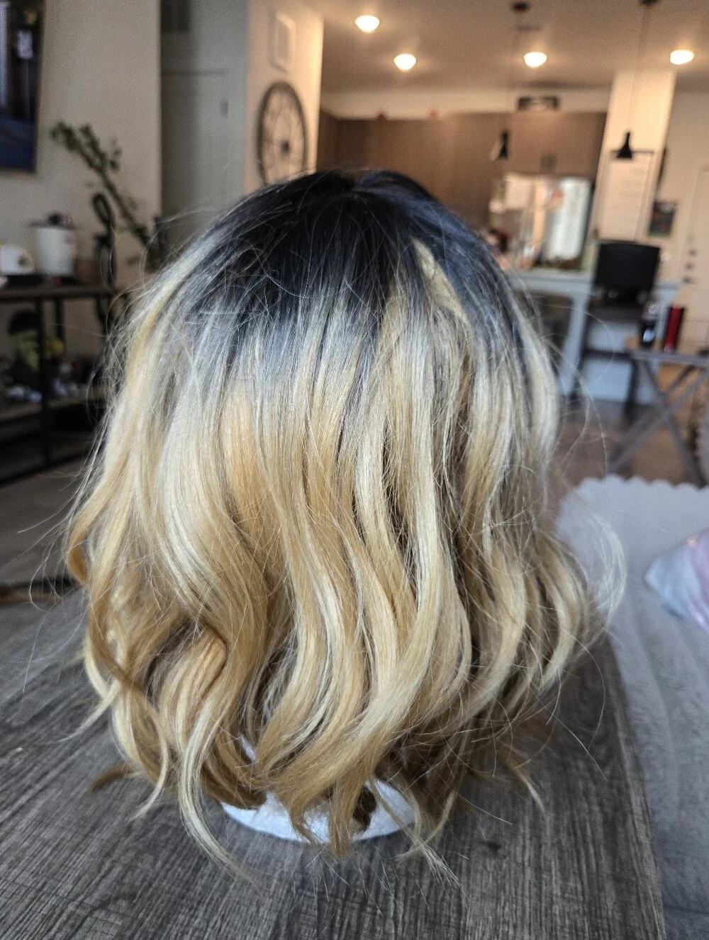 Model Model Front Lace Split Ombre Wig  Black Roots To Blonde